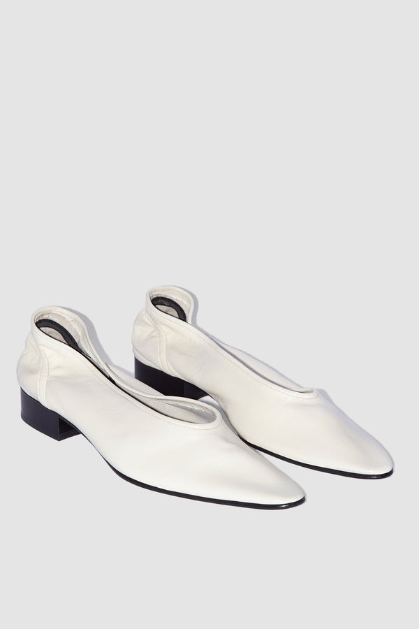 By Far Carré Limewash Creased Leather Pump