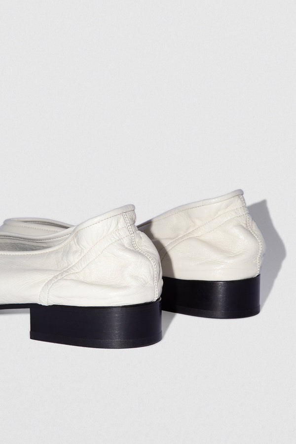 By Far Carré Limewash Creased Leather Pump