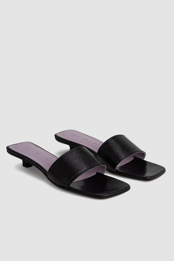 By Far Ceni Black Creased Leather Slip-On