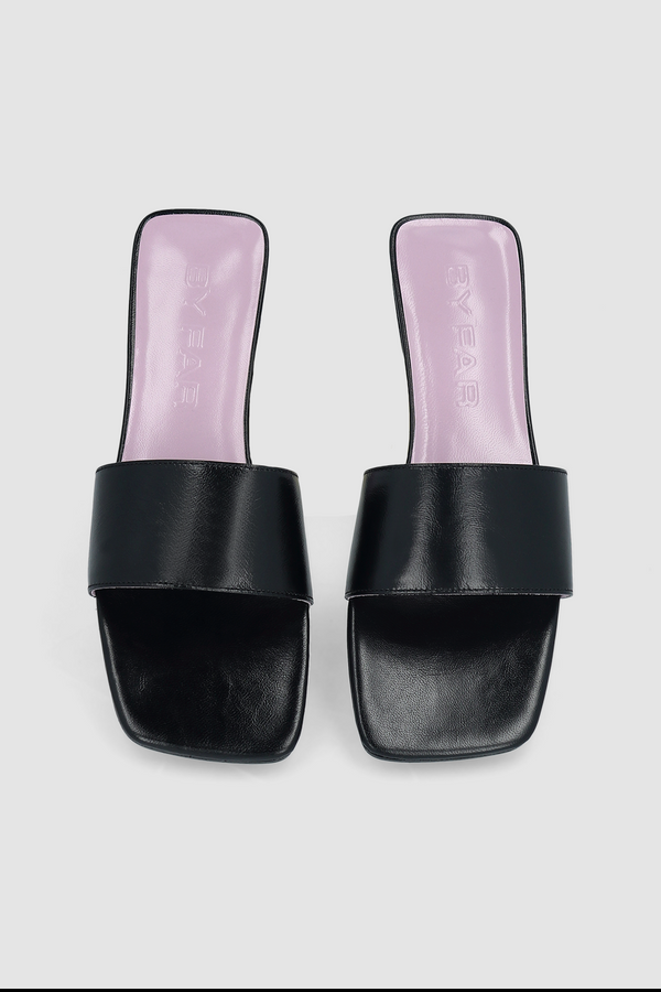 By Far Ceni Black Creased Leather Slip-On