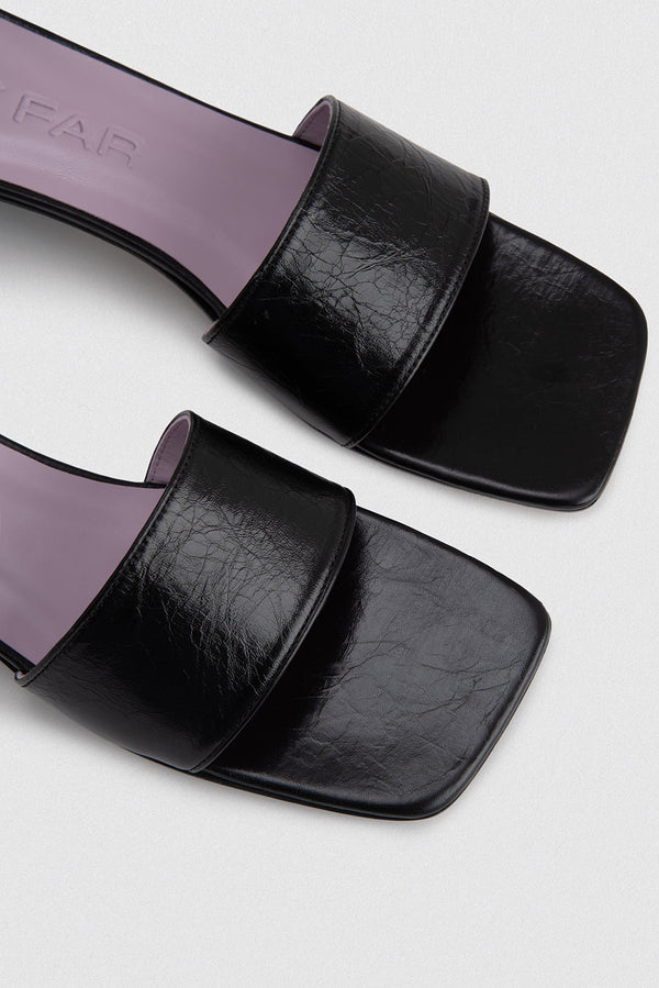 By Far Ceni Black Creased Leather Slip-On