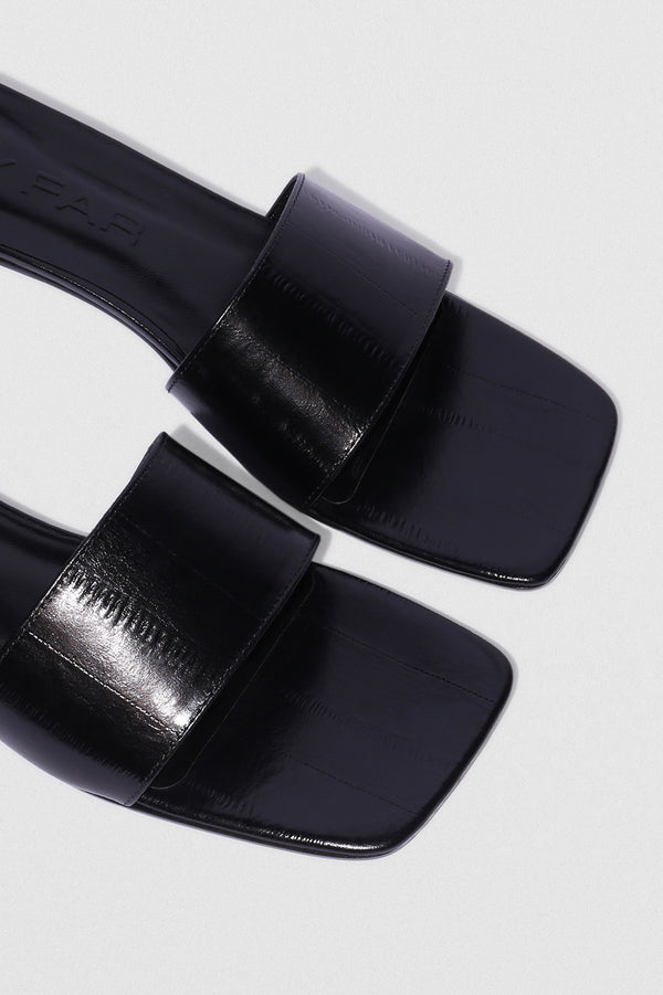 by Far Ceni Black Eel Embossed Leather Slip-On