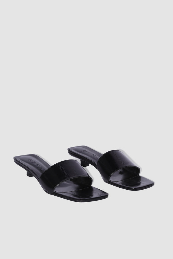 By Far Ceni Black Eel Embossed Leather Slip-On