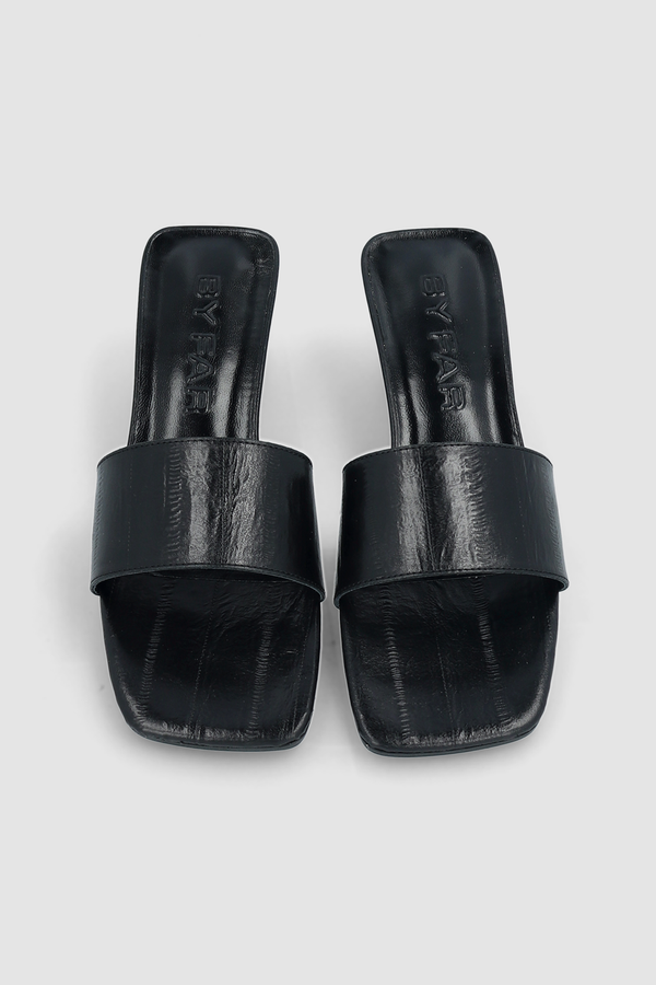 By Far Ceni Black Eel Embossed Leather Slip-On