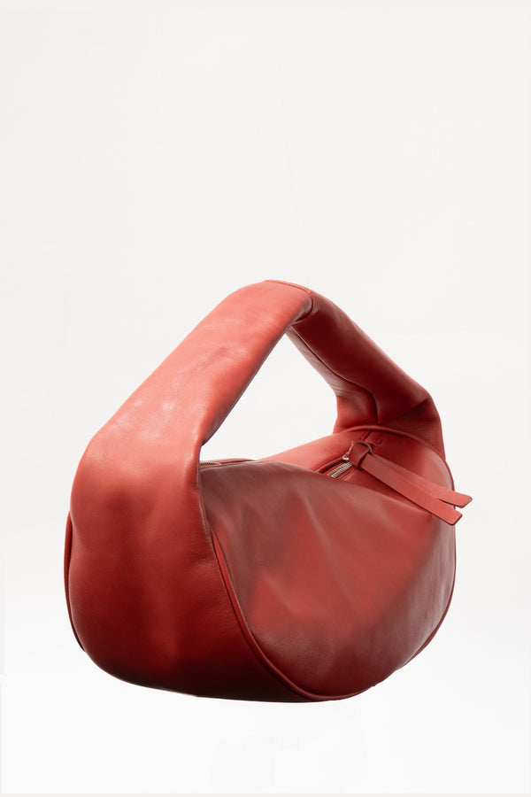 By Far Cush Blood Red Nappa Leather Shoulder Bag