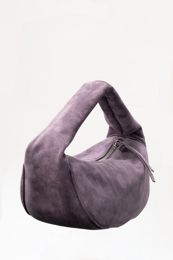 By Far Cush Deep Purple Suede Leather Shoulder Bag