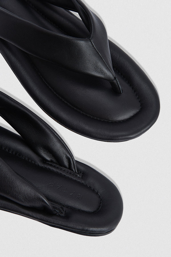 By Far Dasha Black Nappa Leather Flip-Flop Sandal