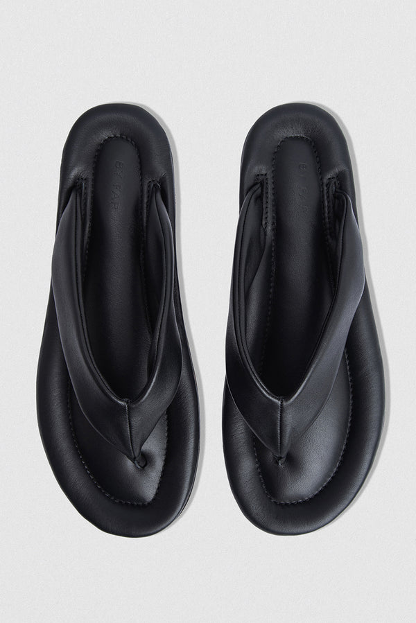 By Far Dasha Black Nappa Leather Flip-Flop Sandal