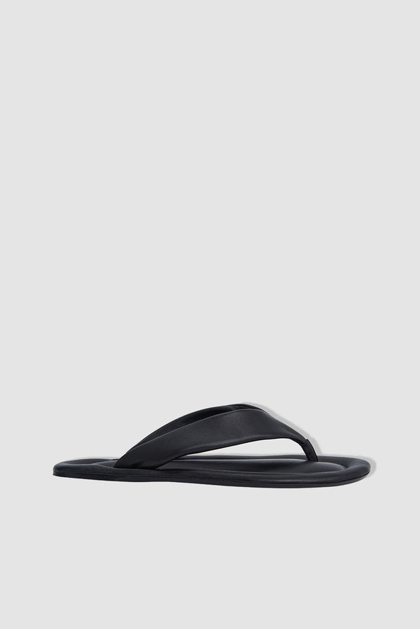 by far Dasha Black Nappa Leather Flip-Flop Sandal