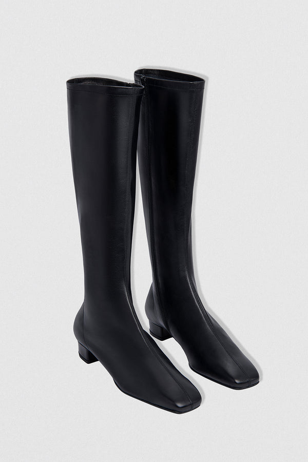 By Far Edie Black Leather Knee-High Boot