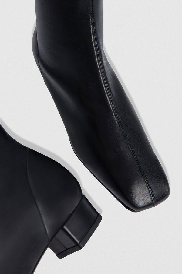 By Far Edie Black Leather Knee-High Boot