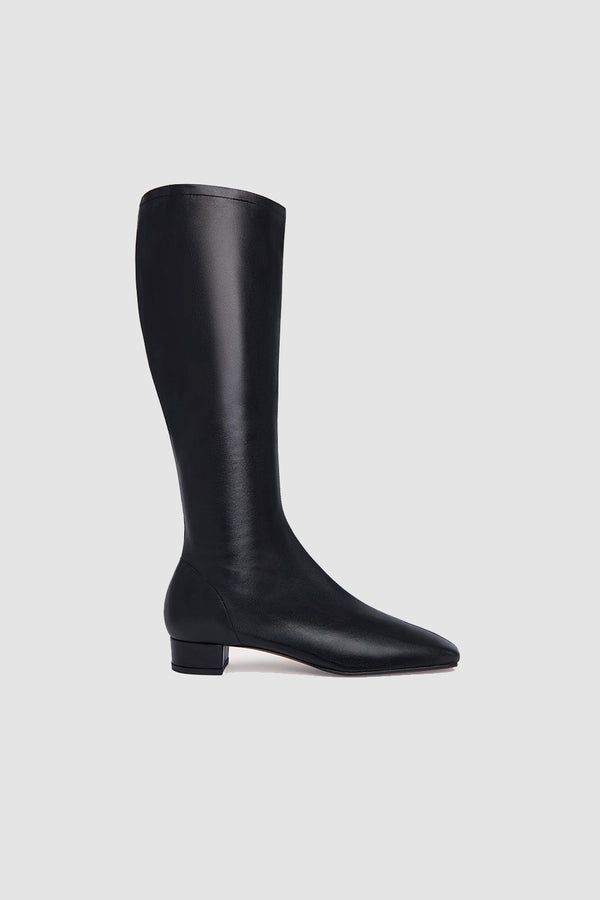 by far Edie Black Leather Knee-High Boot