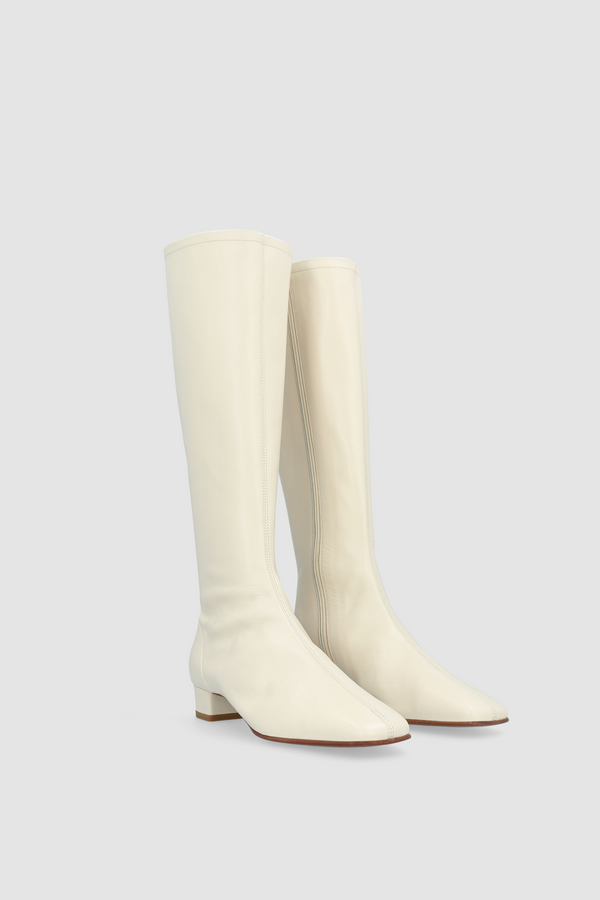 By Far Edie Off White Leather Knee-High Boot