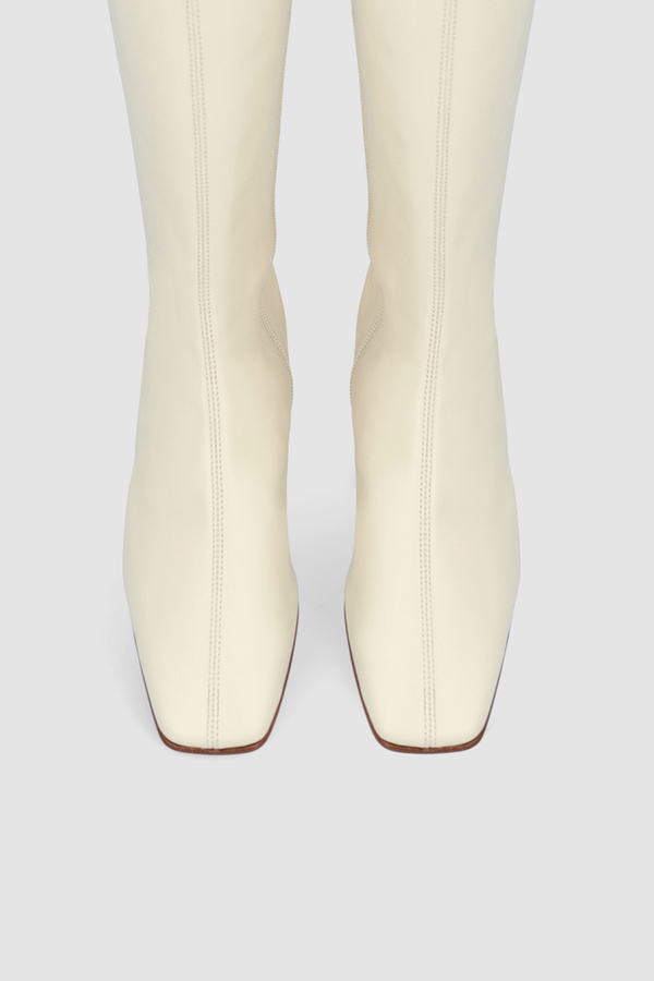 By Far Edie Off White Leather Knee-High Boot