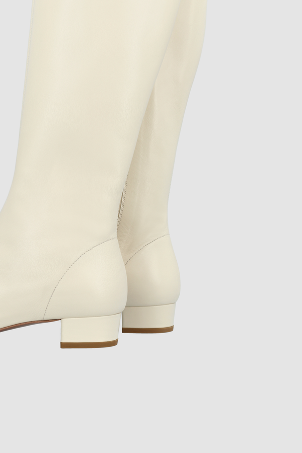 By Far Edie Off White Leather Knee-High Boot