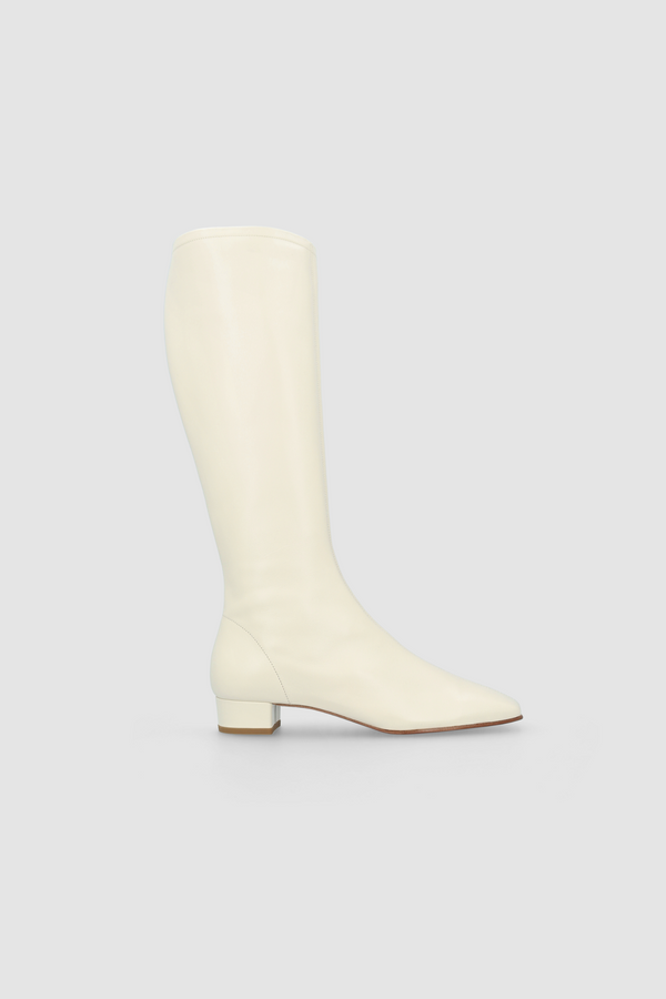 by far Edie Off White Leather Knee-High Boot