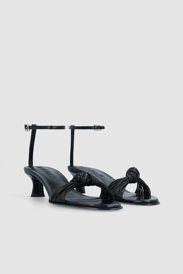 By Far Egon Black Creased Calf Leather Sandal