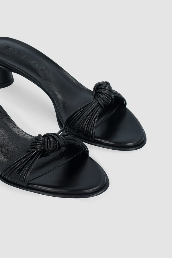 By Far Egon Black Creased Calf Leather Sandal