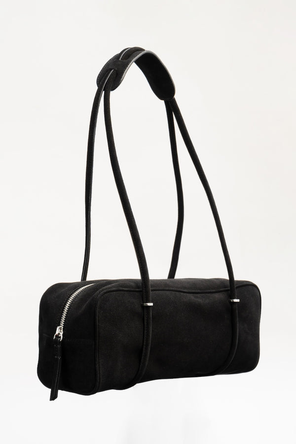 By Far Kimberly Black Suede Leather Shoulder Bag