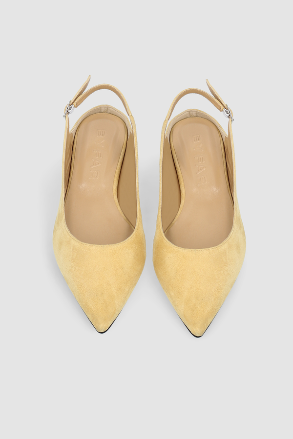 By Far Koyna Reed Kid Suede Leather Slingback Flat