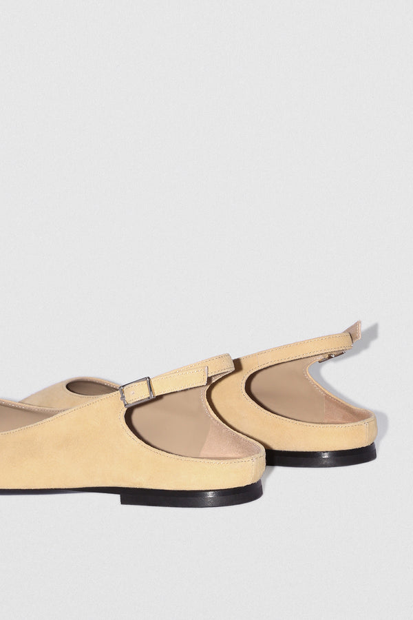 By Far Koyna Reed Kid Suede Leather Slingback Flat