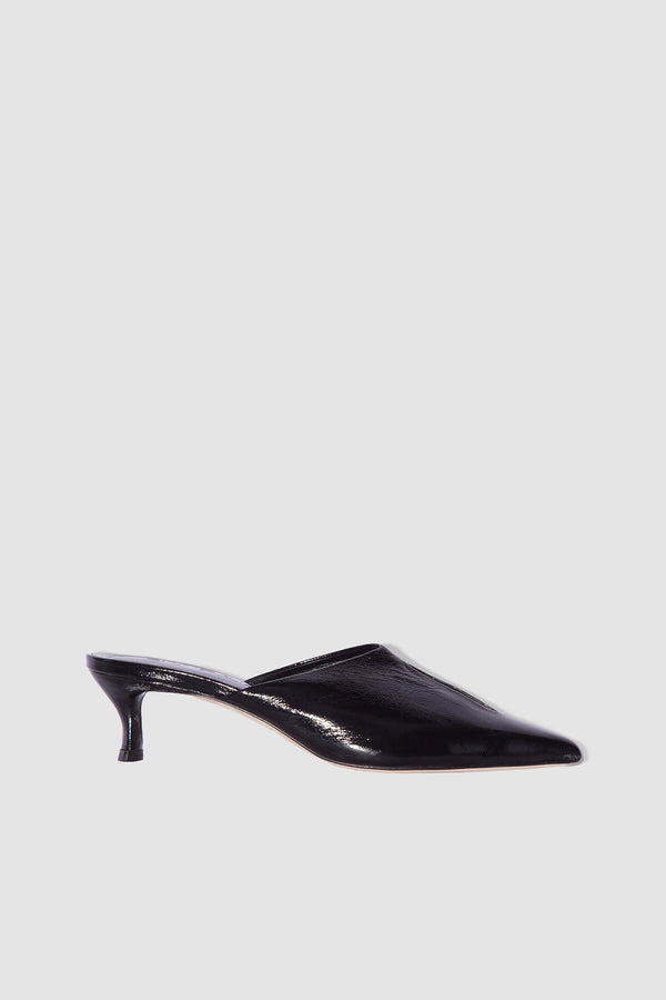 by far Luciana Black Glossed Nappa Leather Mule