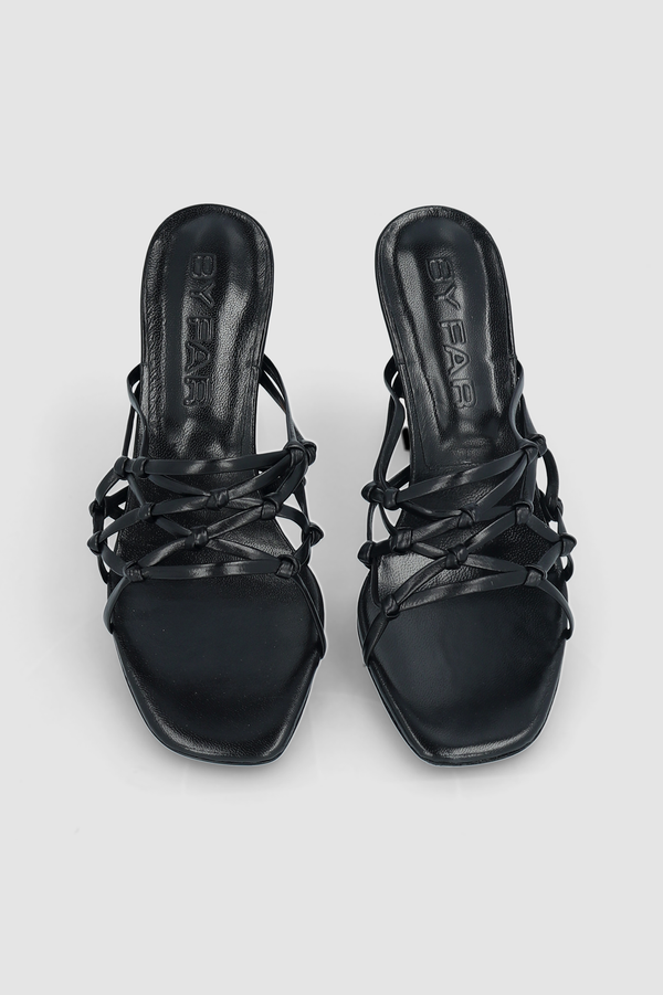 By Far Malaya Black Creased Calf Leather Mule