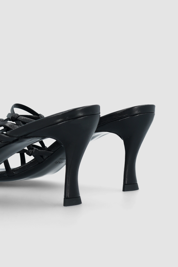 By Far Malaya Black Creased Calf Leather Mule