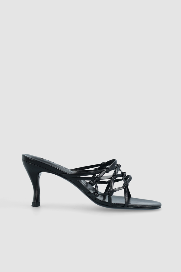 by far Malaya Black Creased Calf Leather Mule