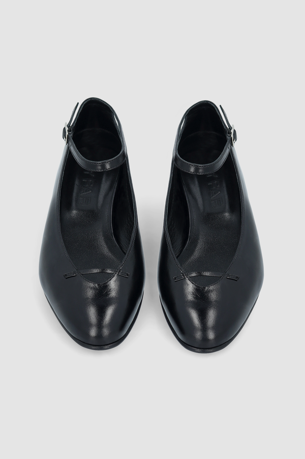 By Far Margot Black Creased Calf Leather Flat