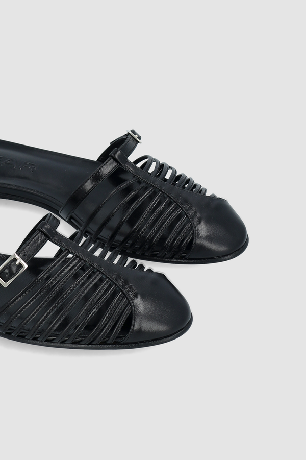 By Far Osip Black Creased Calf Leather Mule