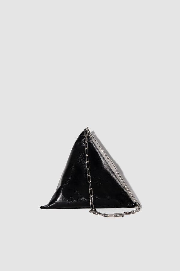 by far Prisma Black Creased Leather Top-Handle Bag