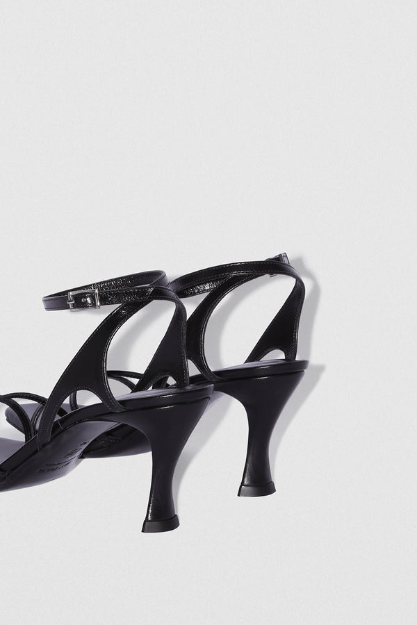 By Far Rosko Black Creased Calf Leather Sandal