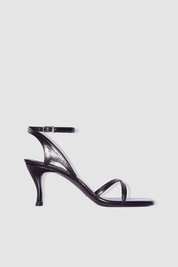 by far Rosko Black Creased Calf Leather Sandal