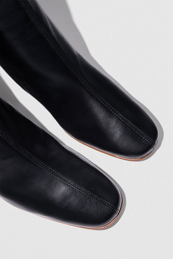 By Far Sofia Black Leather Ankle Boot