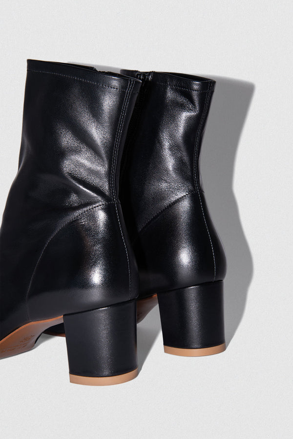 By Far Sofia Black Leather Ankle Boot