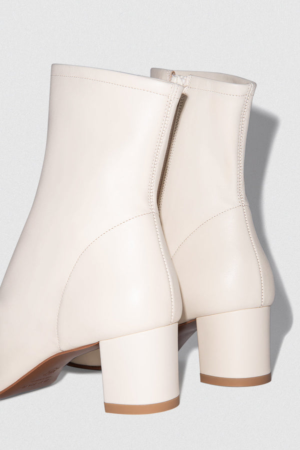 By Far Sofia White Leather Ankle Boot