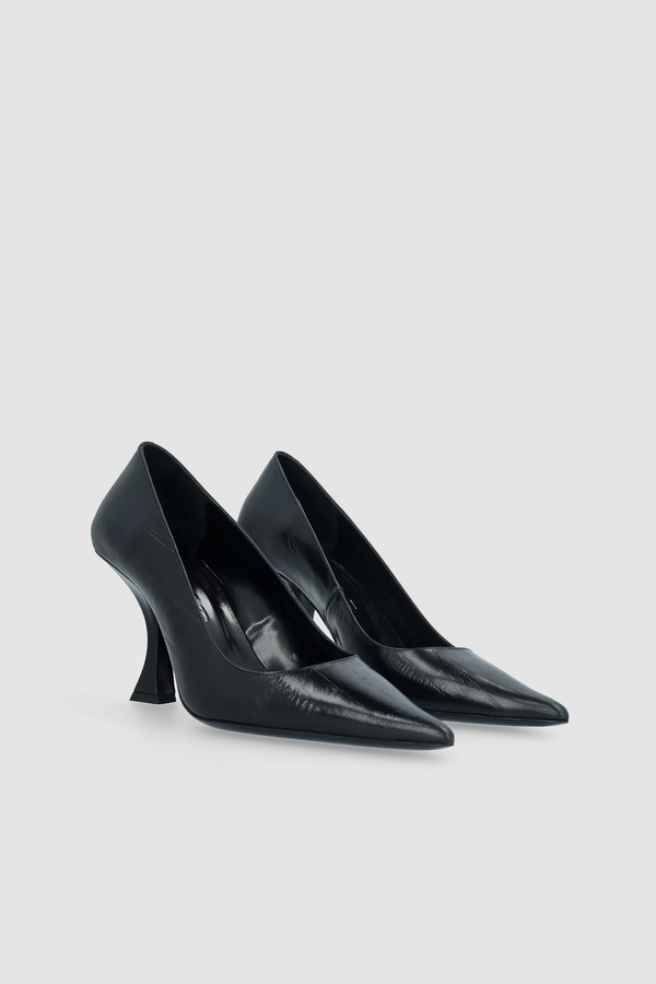 By Far Viva Black Eel Embossed Leather Pump