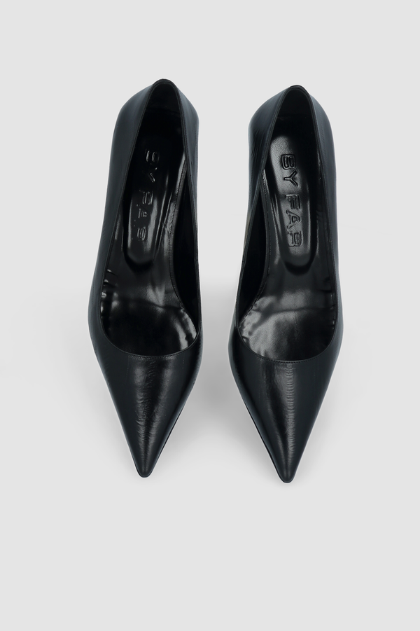 By Far Viva Black Eel Embossed Leather Pump