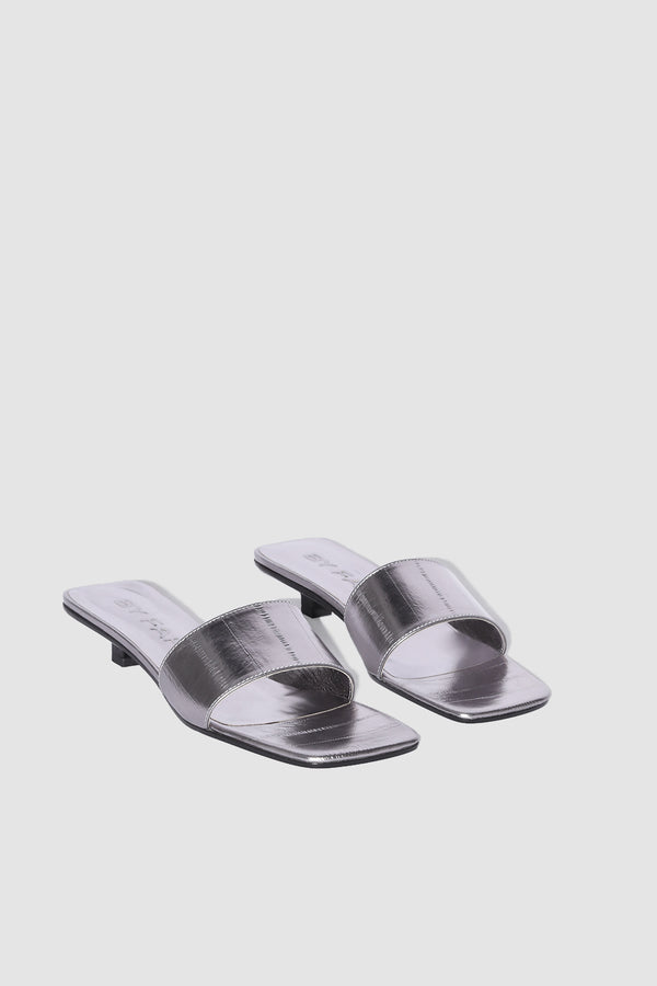 By Far Ceni Inox Eel Embossed Metallic Leather Slip-On