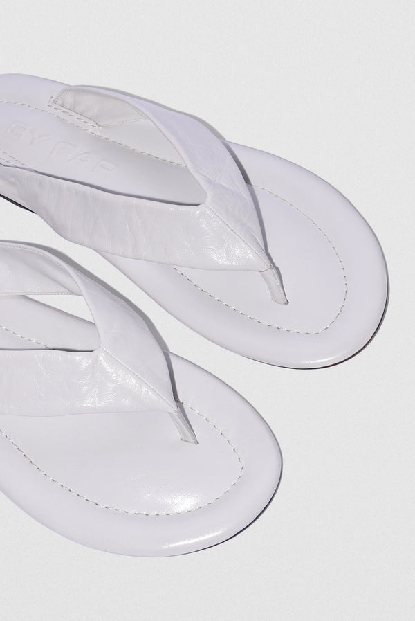 By Far Dasha Burrata Creased Calf Leather Flip-Flop Sandal