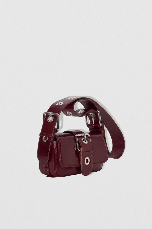 By Far Eloise Sour Cherry Creased Calf Leather Shoulder Bag