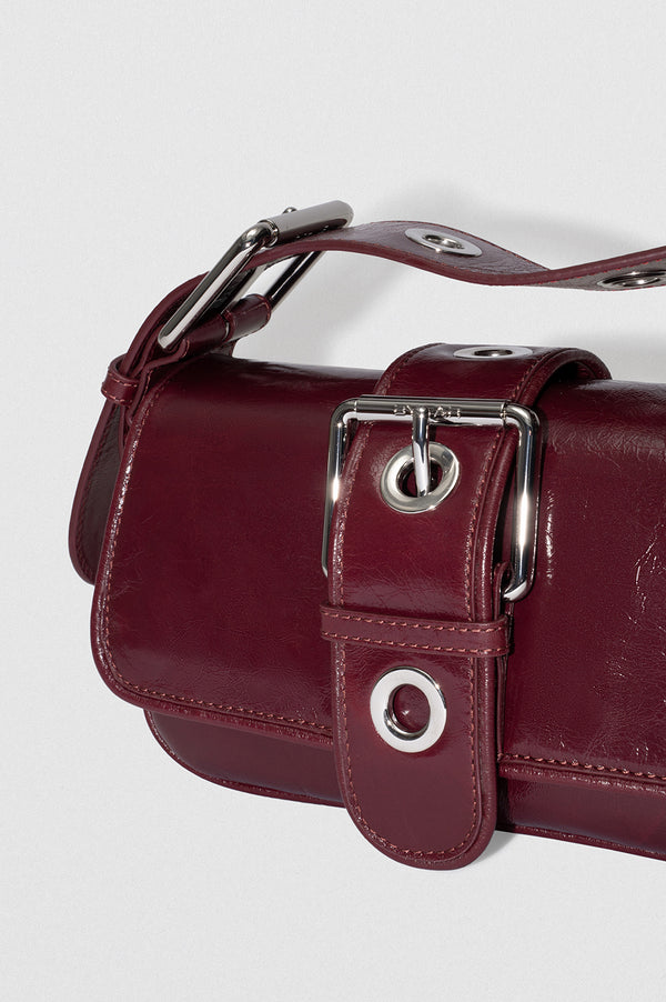 By Far Eloise Sour Cherry Creased Calf Leather Shoulder Bag