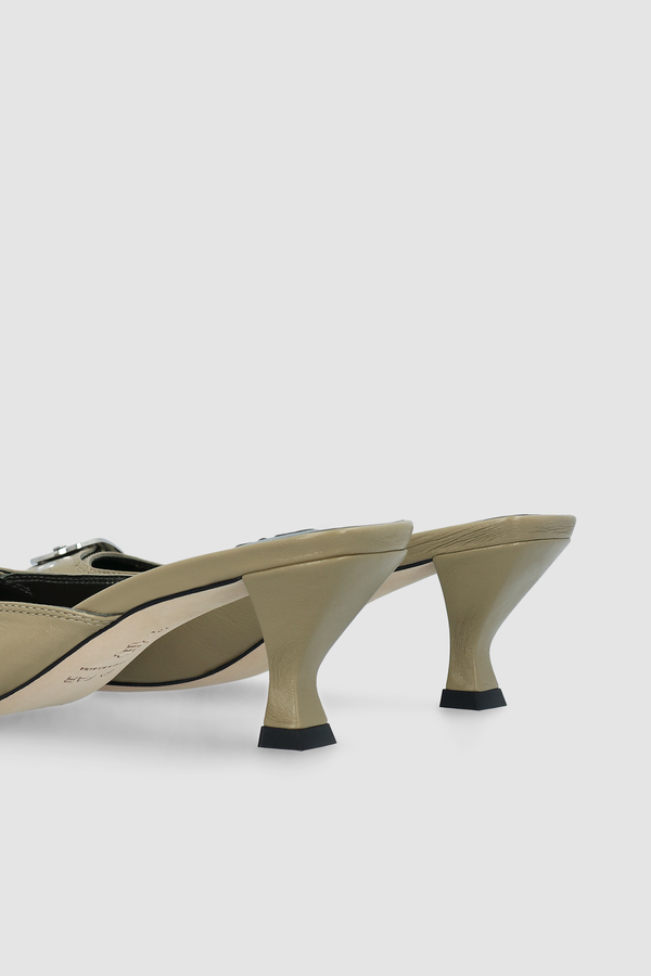 By Far Evelyn Mangrove Glossed Nappa Leather Slingback Pump