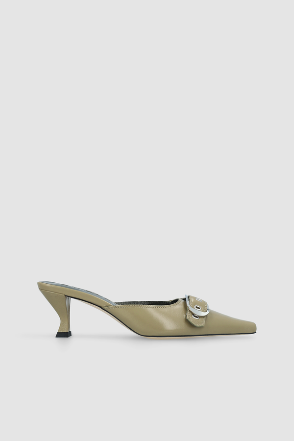 by far Evelyn Mangrove Glossed Nappa Leather Slingback Pump
