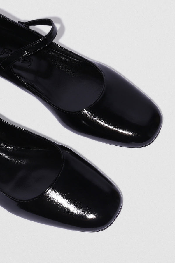 By Far Ginny Black Glossed Nappa Leather Mary Jane Pump