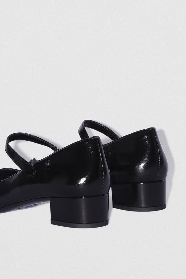 By Far Ginny Black Glossed Nappa Leather Mary Jane Pump