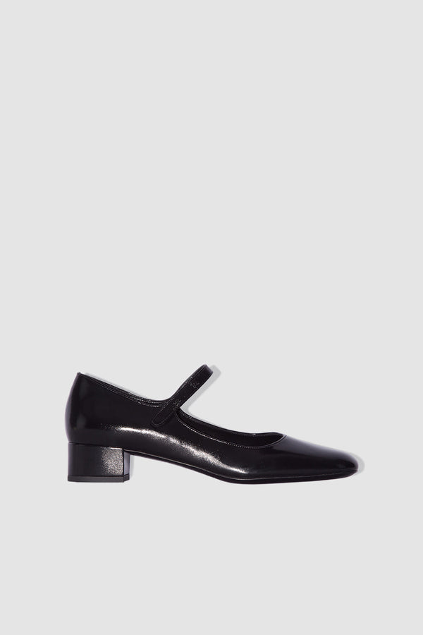 by far Ginny Black Glossed Nappa Leather Mary Jane Pump