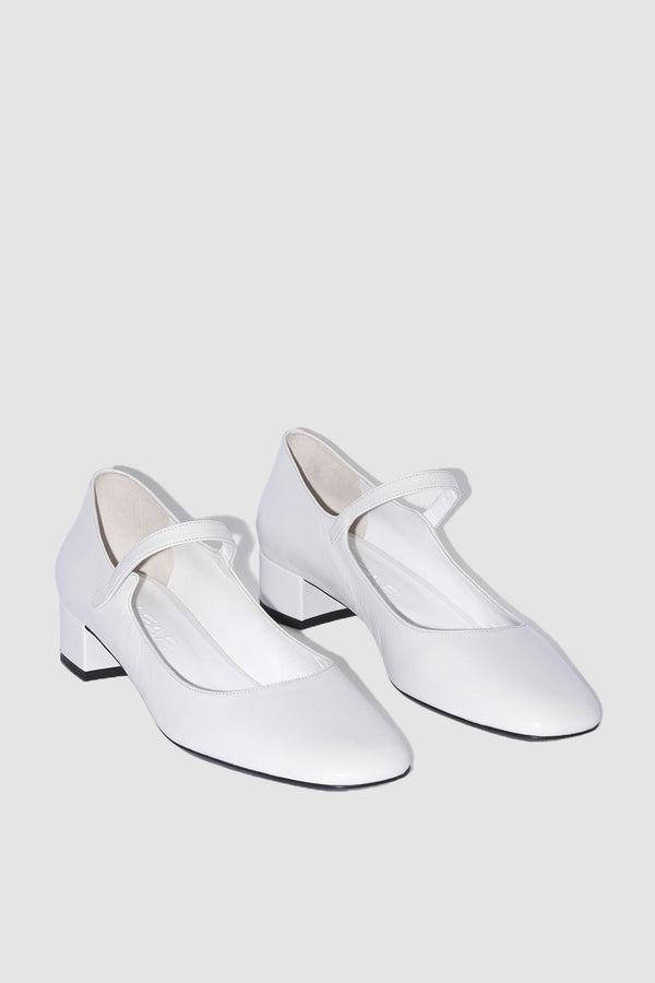 By Far Ginny Burrata Creased Calf Leather Mary Jane Pump