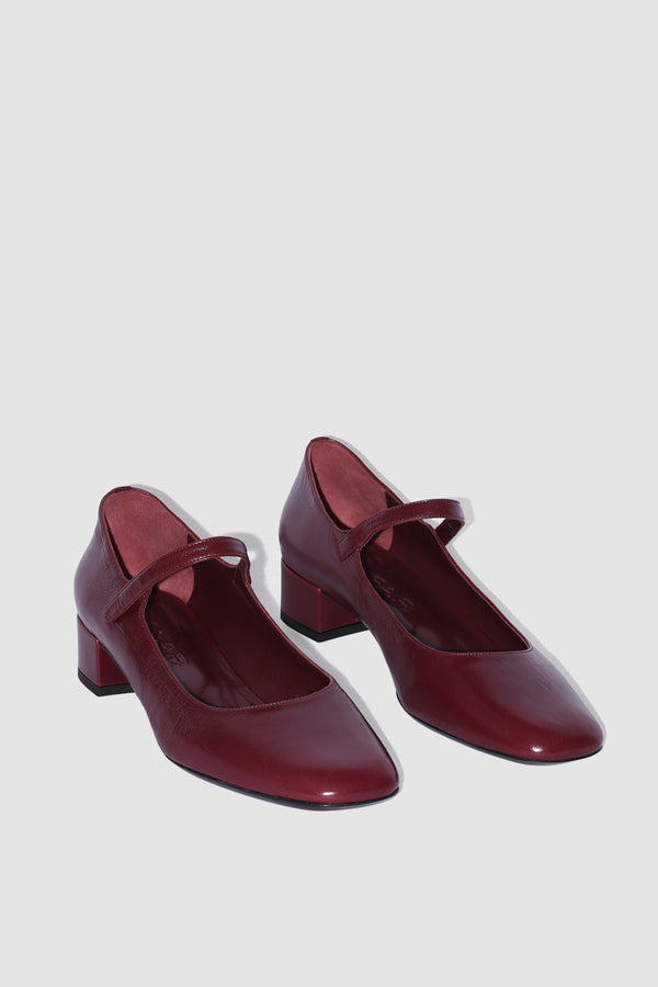 By Far Ginny Sour Cherry Eel Embossed Leather Mary Jane Pump